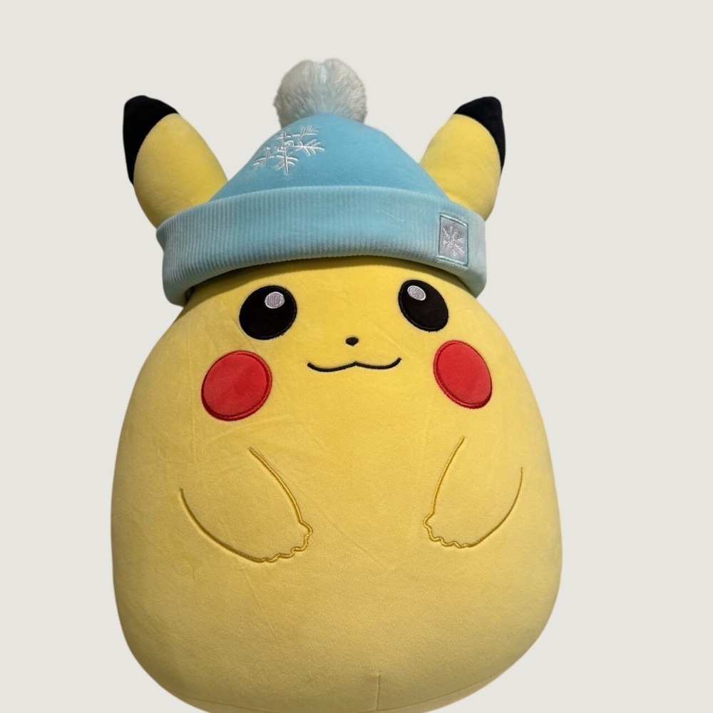 Squishmallows Pikachu Holiday Yellow With Blue Hat Medium Plush - Picture 2 of 4